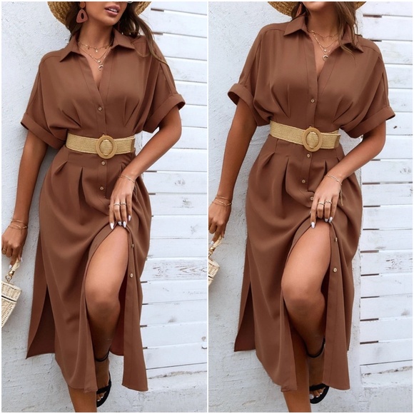 Boho Button up Minimalist Shirt Dress - Picture 11 of 16